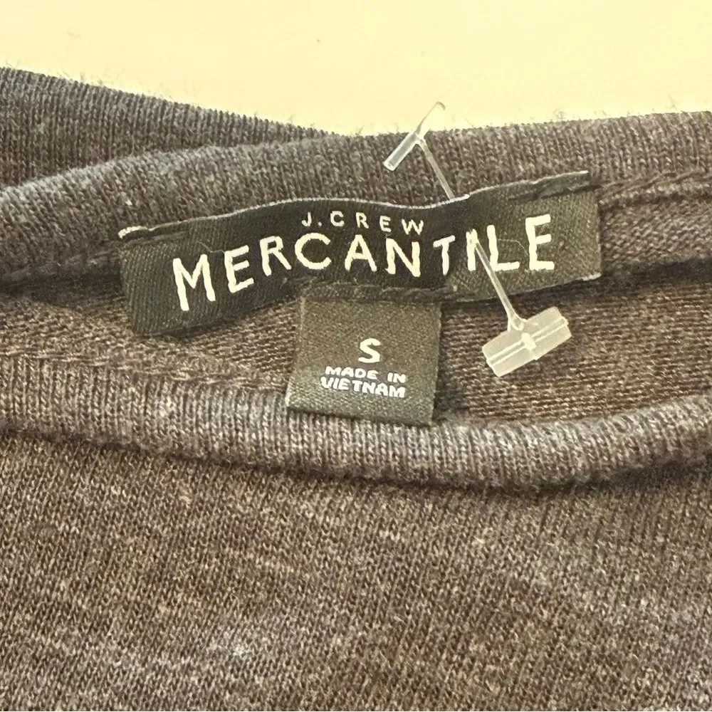 J. Crew Mercantile Twofer Mixed-Media Polka Dot Hem Grey Sweater Size Small